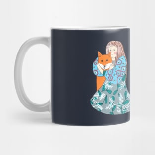 Girl Hugging A Fox Mug